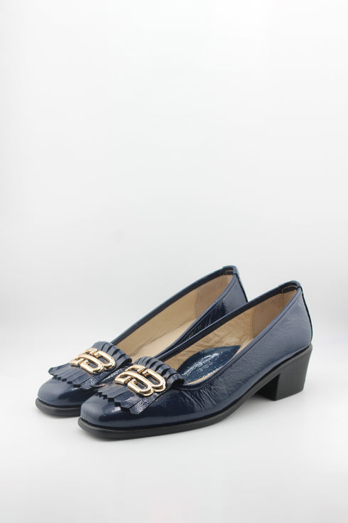 DFC Relax Tasseled Patent Leather Block Heel Loafer